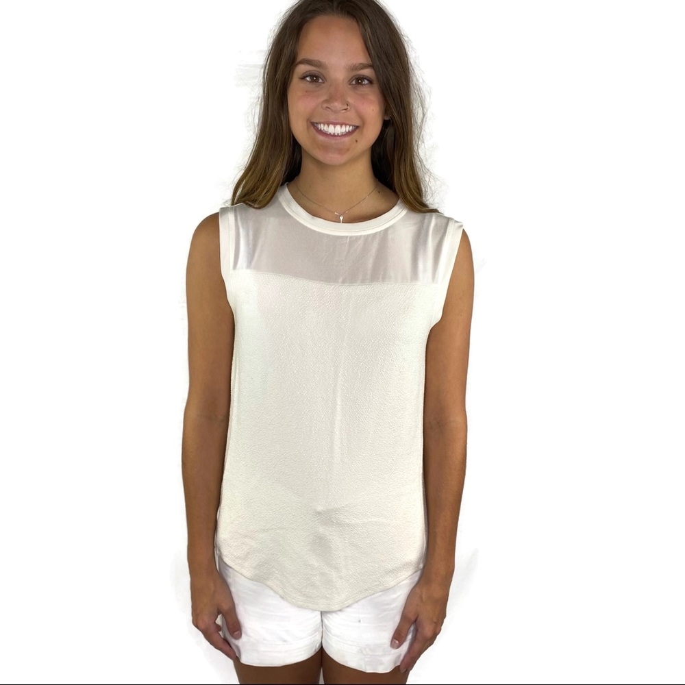 Ann Taylor Loft Cram Stretch Tank Sheer on Top Medium